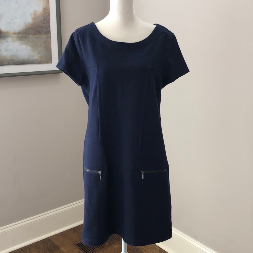 Navy Long Waisted Dress